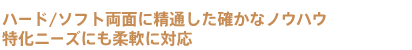 ハード／ソフト両面に精通した確かなノウハウ 特化ニーズにも柔軟に対応